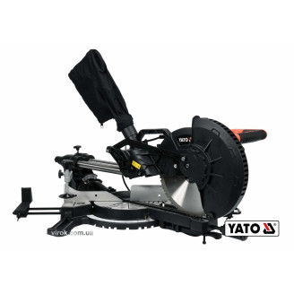 Пила торцьовальна з протяжкою YATO: P=1.8кВт,диск Ø=255/25.4(30.0мм, різ 90°-45° (Дерево/Метал)