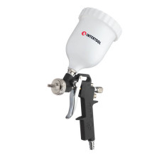 Пневматичний краскопульт HP INTERTOOL PT-0210, форсунка 1.5мм, верхній пластиковий бачок 600мл, 3