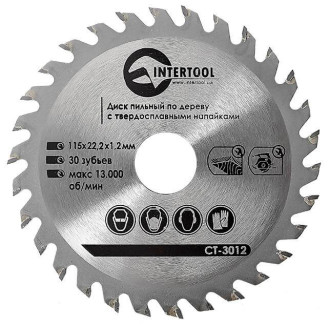 Диск пильний по дереву INTERTOOL CT-3012