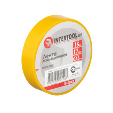 Стрічка ізоляційна, 17 мм * 15 м * 0.15 мм, жовта INTERTOOL IT-0042