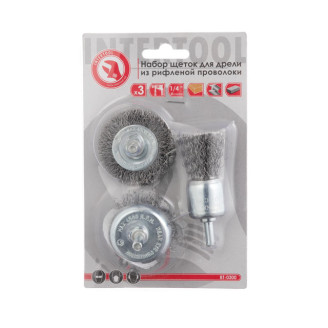 Набір щіток дротяних для дриля 3 од., 1/4" INTERTOOL BT-0300