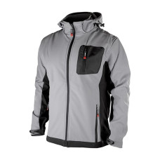 INTERTOOL SP-3121 Куртка SOFTSHELL світлосіро-чорна, з капюшоном, розмір S
