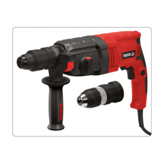 Перфоратор мережевий SDS+ YATO : з змінним патроном P= 850 Вт, J= 3,3 Дж. Ø≤ 30 мм в футлярі