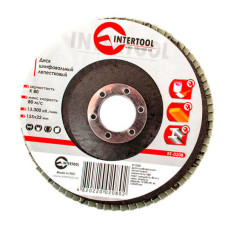 Диск шліфувальний пелюстковий INTERTOOL BT-0208, 125 x 22мм зерно K80
