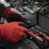 Рукавичка червона в'язана синтетична, вкрита сірим нітрилом на долоні 10"  INTERTOOL SP-0127