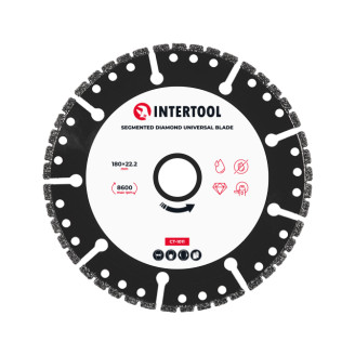 Диск алмазний INTERTOOL CT-1011 універсальний сегментний 180*22.2 на кутову шліфувальну машину