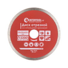 Диск відрізний алмазний по плитці INTERTOOL CT-3007, із суцільною крайкою, 125мм, 22-24%