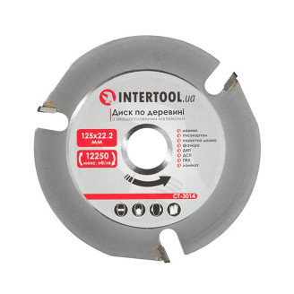 Диск по деревині із твердосплавними напайками 125*22.2*2.0 мм, 3Т INTERTOOL CT-3014