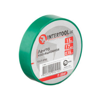 Стрічка ізоляційна, 17 мм * 15 м * 0.15 мм, зелена INTERTOOL IT-0041