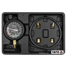 Тестер для вимірювання вакуума і компресії YATO YT-73050 : 0-0.1 МПа, зі спорядженням, 9 шт + кейс