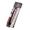 INTERTOOL ET-8013 Набір головок 3/8" 10-24 мм., подовжувач, рукоятка з храп..