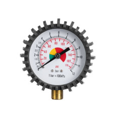Манометр до пістолету INTERTOOL PT-0502 для підкачування коліс з гумовим покриттям, діаметр 63 мм, 1/4"