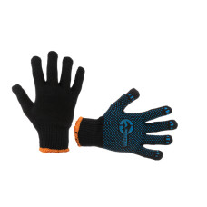 Рукавичка трикотажна акрилова вкрита PVC крапками на долоні 9" (синя) INTERTOOL SP-0132