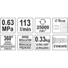 Шліфмашина пневматична YATO YT-09633 пряма зі шпинделем Ø= 6 мм