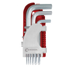 Набір Г-подібних шестигранних ключів INTERTOOL HT-1813 9 шт. з кулястим наконечником, 1,5-10 мм,
