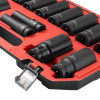 Набір INTERTOOL ET-8504 STORM головки ударні подовжені 1/2", 15 од., 10-32 мм, Cr-Mo