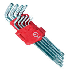 Набір Г-подібних ключів TORX INTERTOOL HT-0606 з отвором 9 шт, Т10-Т50, Cr-V, Big