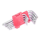 Набір Г-подібних ключів TORX INTERTOOL HT-0604 з отвором 9 шт., Т10-Т50, Cr-V