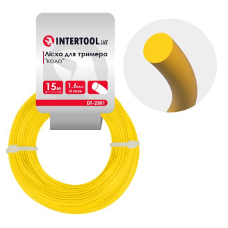 Лiска для тримера ,коло, 1.6 мм x 15 м INTERTOOL DT-2301