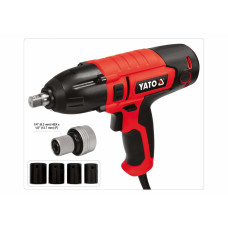 Гайковерт ударний мережевий YATO: 1/4 HEX x1/2 F, 450Вт, 450Нм, 3300 об/хв + 4 головки і кейс