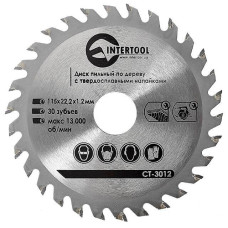 Диск пильний по дереву INTERTOOL CT-3012 з твердосплавними напайками