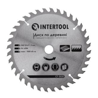 Диск пиляльний по деревині з твердосплавними напайками INTERTOOL CT-3020