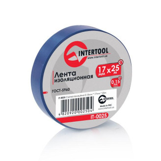 Стрічка ізоляційна 0.15ммx17ммx25м синя (упак 10 шт) INTERTOOL IT-0025